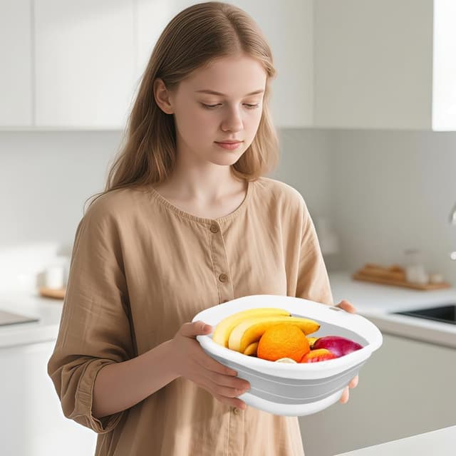 Thumbnail 6 de Flintronic 3.5L Collapsible Washing Up Bowl (Folding Hand Wash Basin) – Portable silicone-style travel basin, Grey