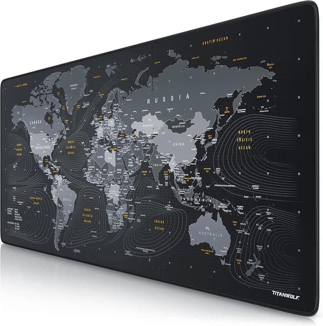 Detalle de TITANWOLF World Map XXL 900×400mm gaming mouse pad 🖱