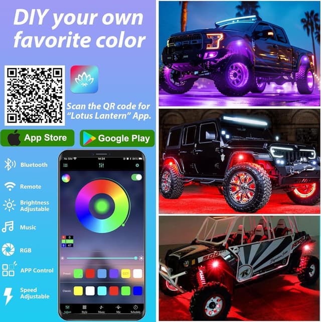 Thumbnail 5 de RGB Rock Lights 12 Pods Underglow