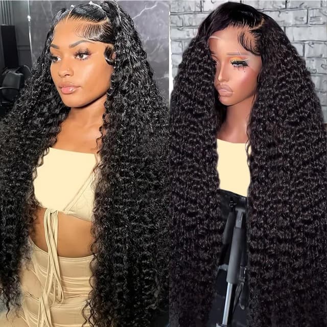 Thumbnail 6 de KRKRYQ 28 Inch 99J Burgundy 13x6 Lace Front Deep Wave Human Hair Wig (180% Density)