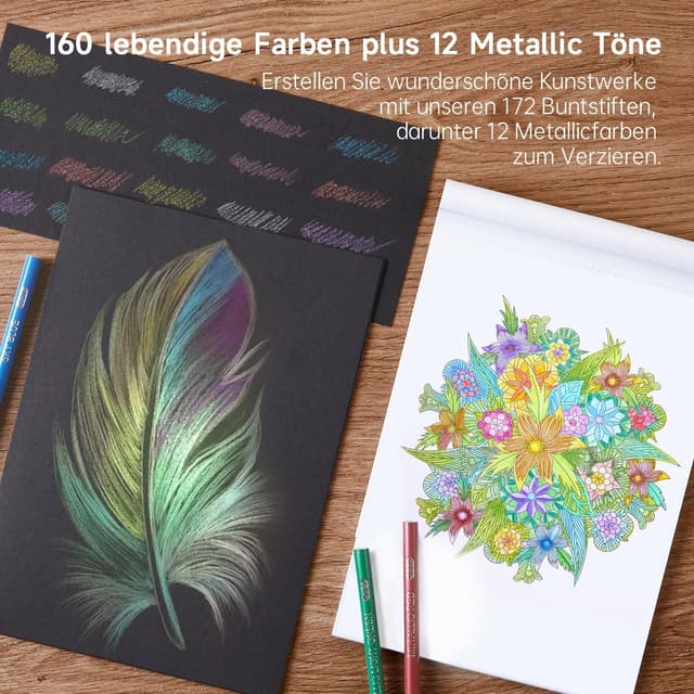 Detalle 2 de Shuttle Art 172 Buntstifte Set 172 Farben 🎨