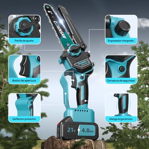 Thumbnail 6 de VIWKO Mini Motosierra a Batería 6 Pulgadas 1000W sin Escobillas con 2 Baterías 8000 mAh y Depósito de Aceite