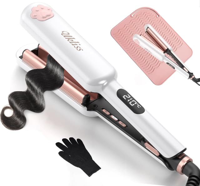 Detalle de UKLISS Hair Waver – Pro 3 Barrels Mermaid Waver (130–210℃) for beach waves