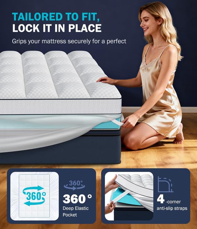 Detalle de Panyu Dual Layer 4 Inch Memory Foam Mattress Topper (King) — Cooling Gel & Pillow Top, Medium Support