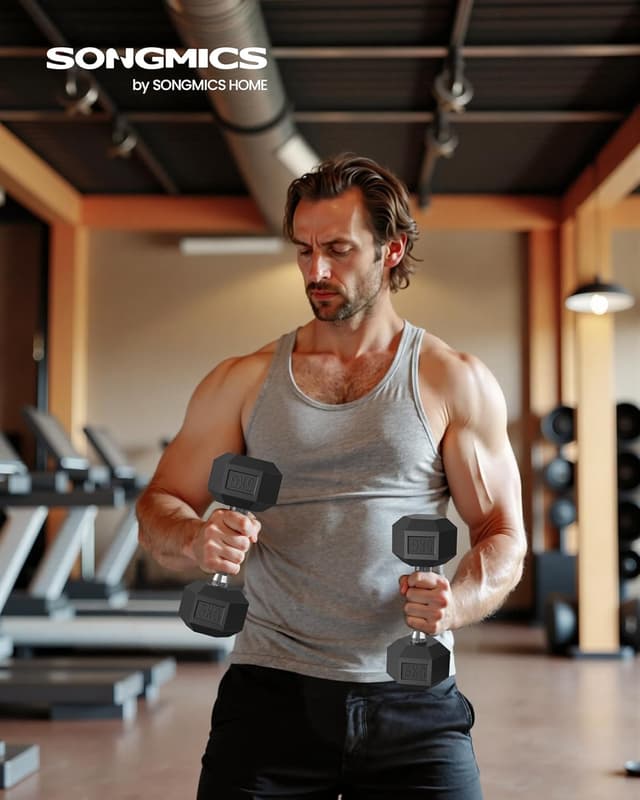 Thumbnail 1 de SONGMICS Ensemble de 2 haltères hexagonaux pour musculation 🏋
