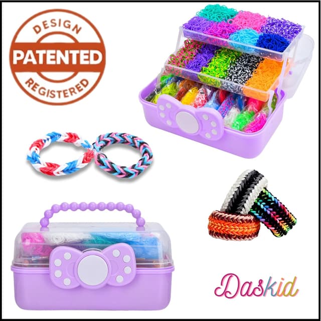 Detalle de DasKid 17,000+ Loom Bands Kit (40 colours) with beads, S-clips, charms and storage box