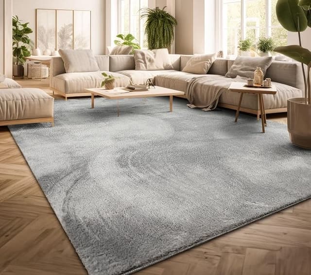 Detalle de TT Home Alfombra Salón Plata 240x340cm Moderna y Lavable 🏠
