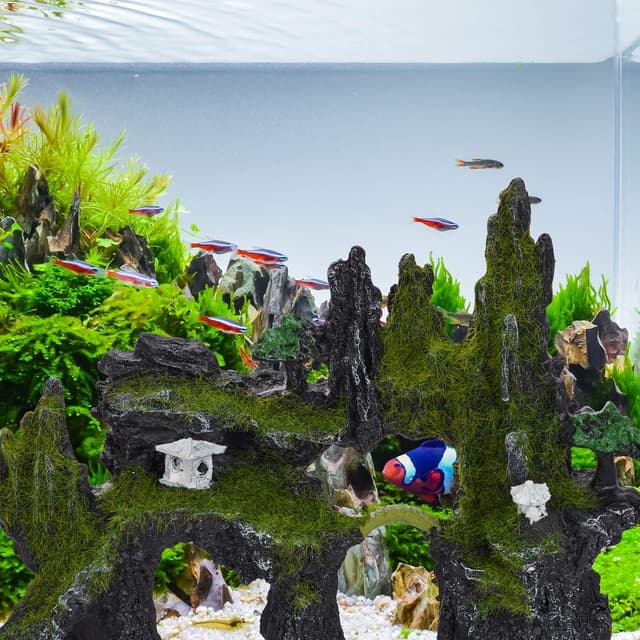 Detalle de Relaxdays Rocher déco d’Aquarium à l’aspect naturel (cachette japonaise), 17 x 23,5 cm