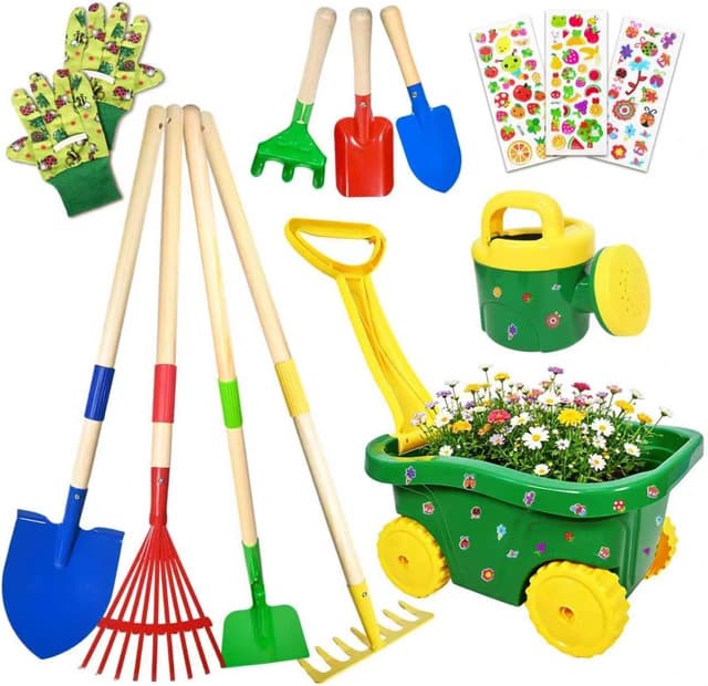 Detalle de Kinder Schubkarre Gartenwerkzeug-Set 13-teilig