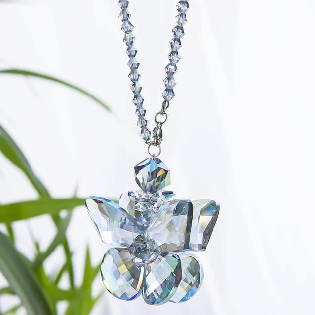 Detalle de H&D HYALINE & DORA Crystal Glass Butterfly Car Key Charm Mirror Hanging Ornament (Butterfly-1)