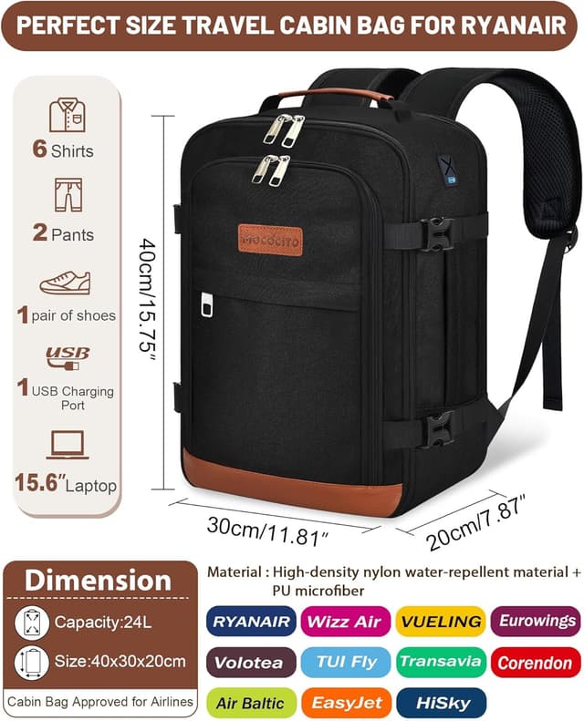 Detalle 2 de MOCOCITO Handgepäck-Rucksack 40x30x20