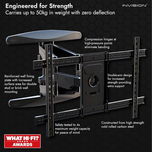 Thumbnail 1 de Invision Ultra Strong TV Wall Bracket Mount Double Arm 〉 94-190.5cm