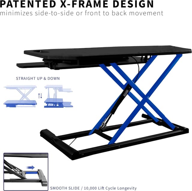 Detalle de VIVO Extra Wide Corner Height Adjustable 97 cm stand up desk converter (DESK-V000KL) in black