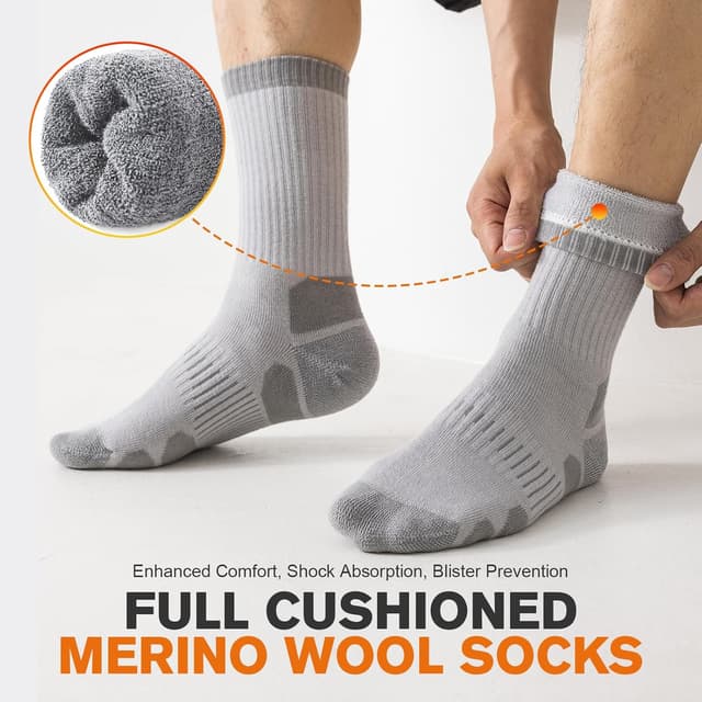 Detalle de Niorasen Calze Uomo Donna in lana merino per escursionismo e sport (3 paia) con anti-vesciche e anti-odore