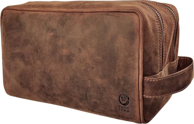 Thumbnail 6 de RUSTIC TOWN Full Grain Leather Toiletry Bag 10.5in