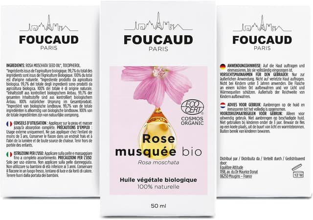 Detalle de FOUCAUD Olio di Rosa Canina BIOLOGICO 50 ml (100% naturale) addolcente anti-macchie e rigenerante