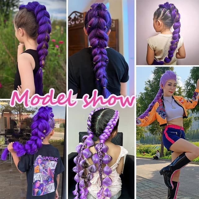 Thumbnail 5 de Pre-stretched 26-inch Purple Braiding Hair 2 packs 💇♀