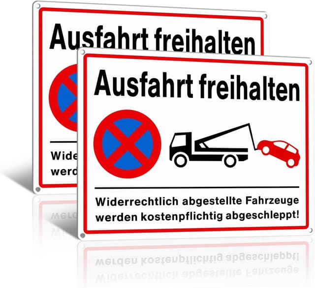 Detalle de Goodvia Ausfahrt Freihalten Schild aus PVC, 400x300 mm, reflektierend (2er-Set)