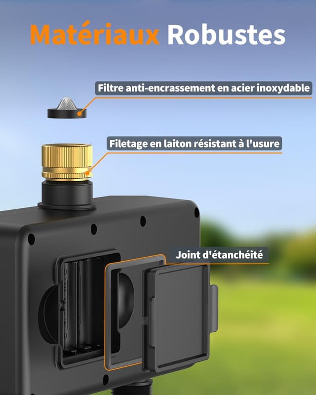 Detalle de Diivoo programmateur d’arrosage WiFi 3 zones (entrée en laiton) avec minuterie et contrôle Alexa/Google