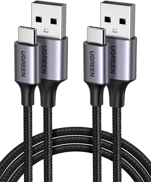 Detalle de UGREEN USB-C Charger Cable 2 Pack (USB-A to USB-C) with Fast Charging and QC 3.0 Support, 2M