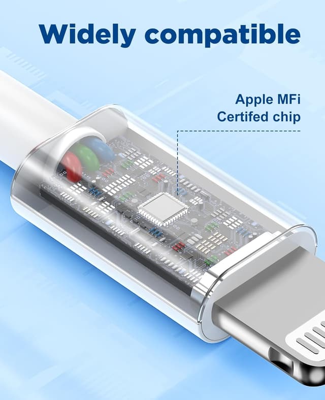 Detalle de Hcoob 15 FT MFi-Certified Lightning Charger Cable (5M), Extra-Long 2.4A Fast Charging for iPhone