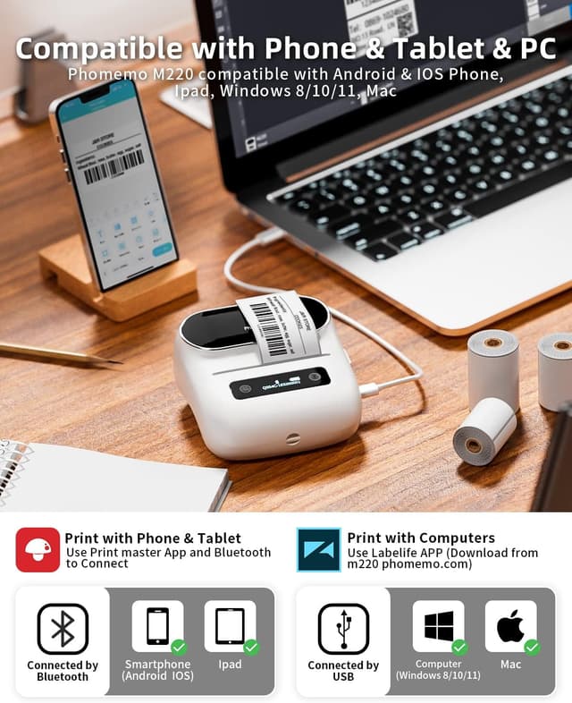 Thumbnail 3 de Phomemo M220 Imprimante d'étiquettes