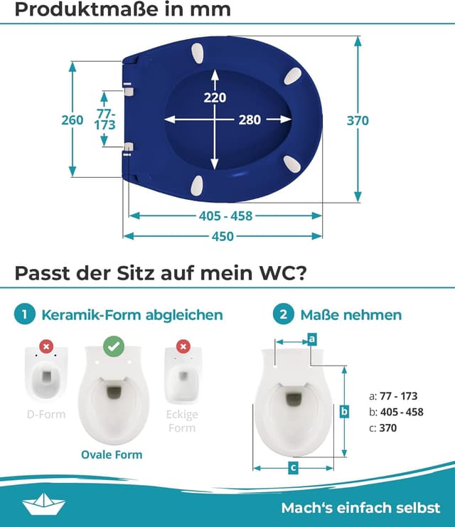 Thumbnail 6 de Calmwaters® Premium WC Sitz mit einfacher Montage, antibakterieller Duroplast, Absenkautomatik – blau, oval (bis 250 kg)