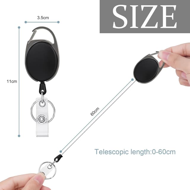 Detalle de Vicloon einziehbarer Schlüsselanhänger (2er-Set) mit Clip und Schlüsselring – für Ausweis, Karten und Schlüssel