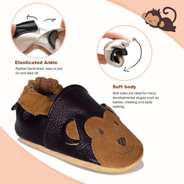 Detalle de HMIYA Weiche Leder-Krabbelschuhe mit Wildledersohle für Babys (0–24 Monate)