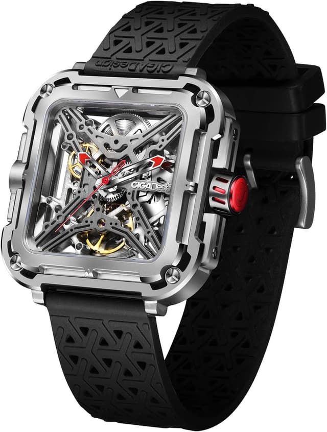 Detalle de CIGA Design Montre Automatique Homme Série X SUV – Squelette, cristal saphir et bracelet silicone