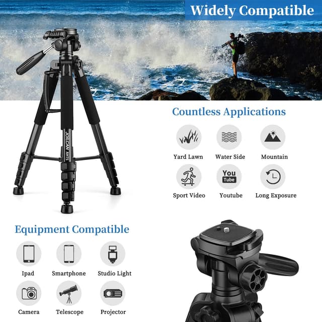 Detalle de JOILCAN 74" Camera Tripod 188cm, 14 lb capacity