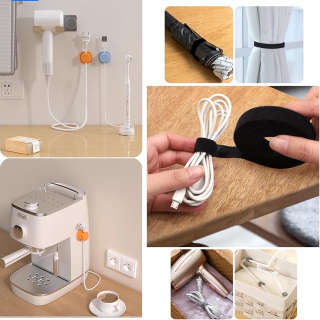 Thumbnail 6 de Chuainxin Kabelorganizer-Set mit 6 drehbaren, selbstklebenden Kabelhaltern und Klettband