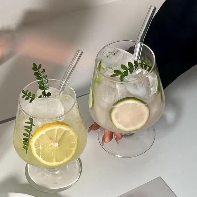 Detalle de Wiederverwendbare Glas-Trinkhalme aus Borosilikatglas (16 Stück) – 6 gerade & 6 gebogene, inkl. 4 Reinigungsbürsten