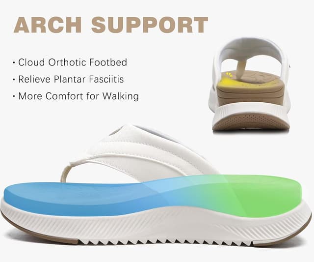 Detalle de ONCAI Damen orthopädische Kissen-Flip-Flops mit Arch Support (Größe 36–43)