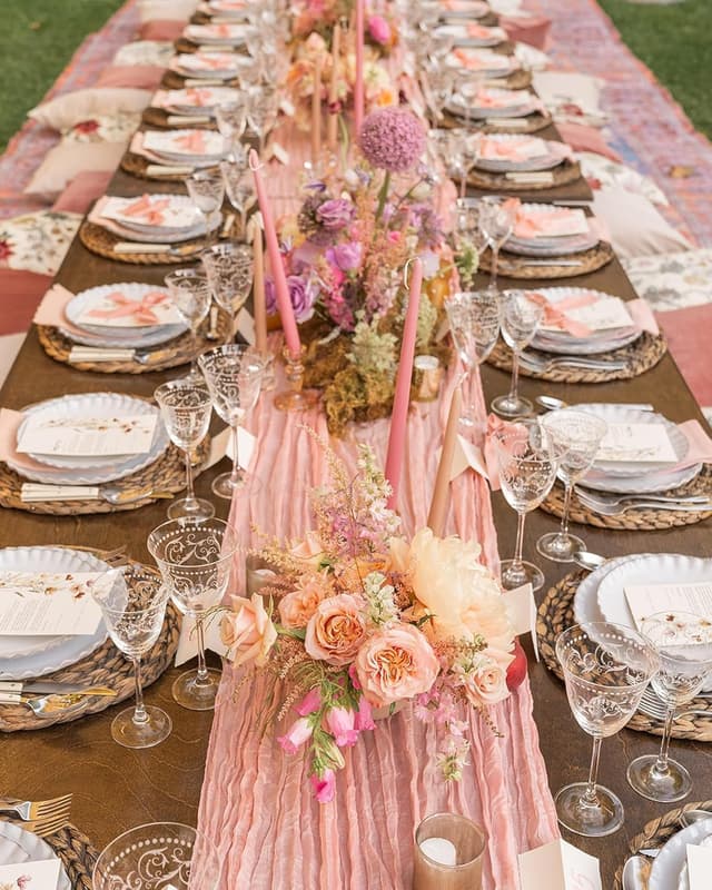 Thumbnail 5 de Dusty Pink Cheesecloth Table Runner 35x120 Inches