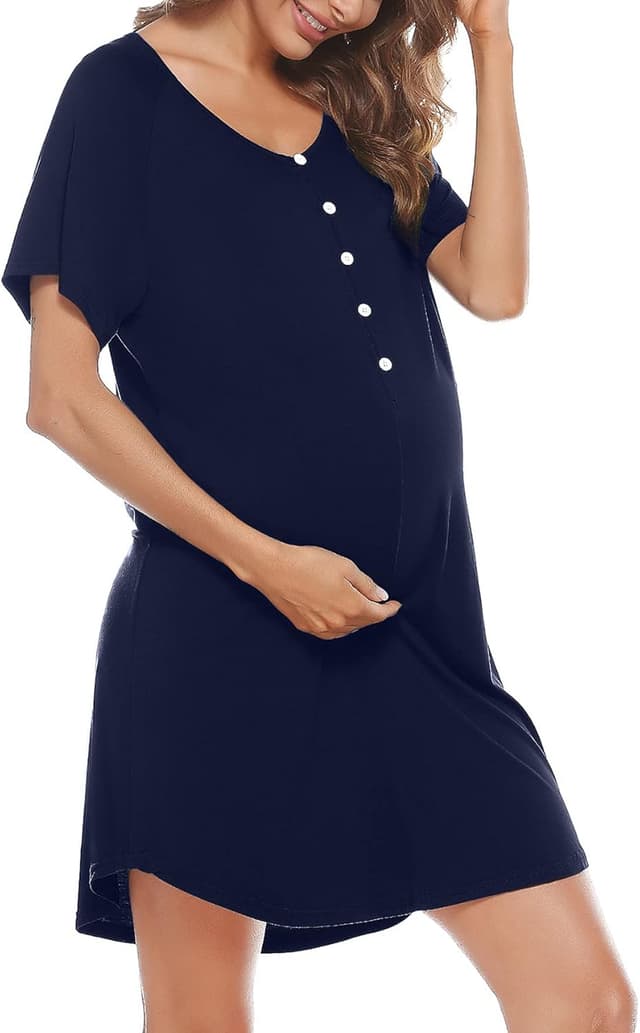 Detalle de Uniexcosm Stillnachthemd Baumwolle Kurzarm S-XXL