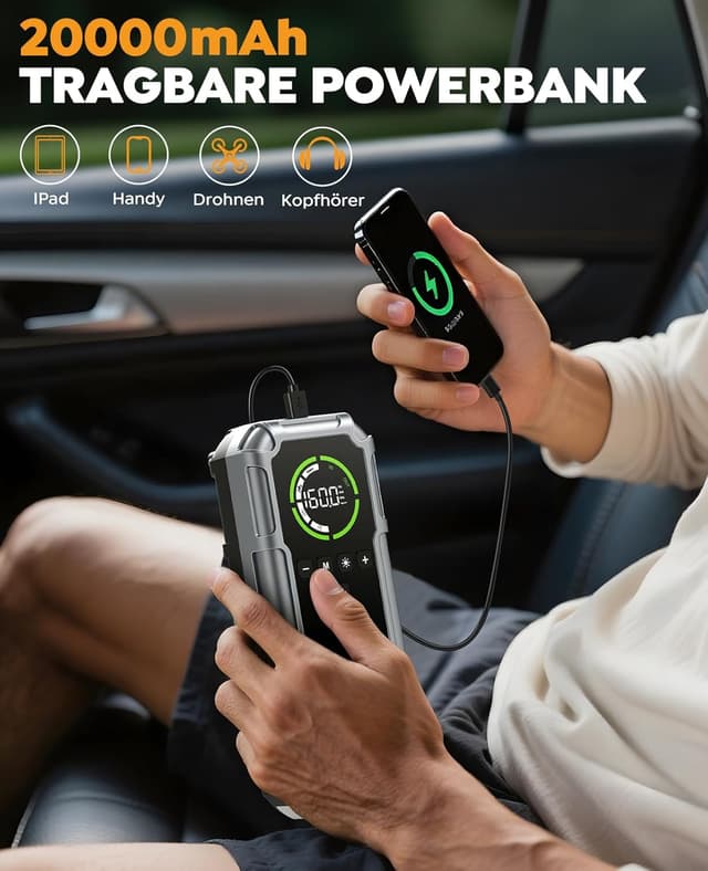 Detalle 2 de 8000A Starthilfe Powerbank 20000mAh für Auto ⛽