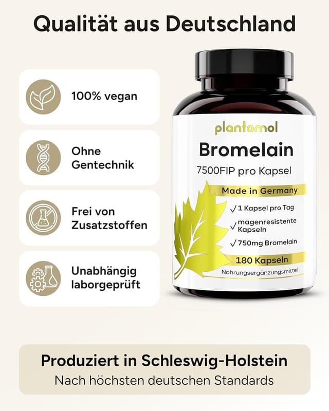 Thumbnail 6 de 180 Bromelain Kapseln 7500 FIP/Kapsel - Enzymaktivität 10.000 FIP/g
