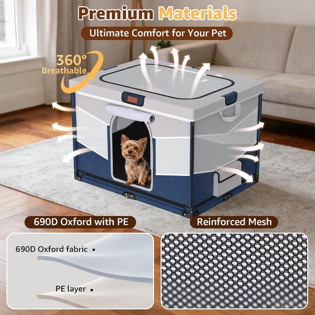 Detalle de PICK FOR LIFE Steel Frame Dog Playpen (81x61x56cm) – Foldable & Washable Puppy Play Pen with 690D Cover