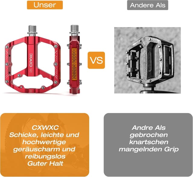 Detalle de Pedali flat CXWXC MTB con riflettori, 3 cuscinetti, attacco 9/16" in alluminio CNC