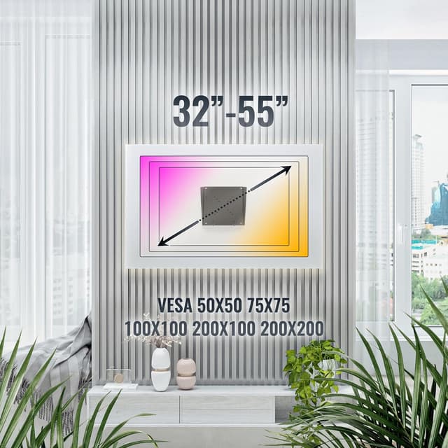 Detalle de RICOO Support mural écran PC F0522 Fixe Ultra-Slim pour écrans 15 à 32" (38 à 81 cm) VESA 50x50 à 200x200, 14 mm