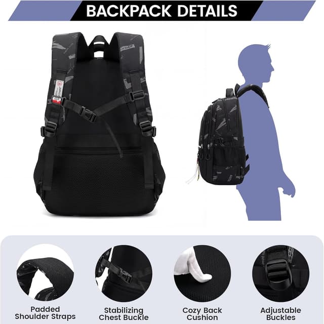 Detalle de Amythe Zaino Scuola per Ragazzi e Ragazze con PC 16 pollici, 32 litri, nero