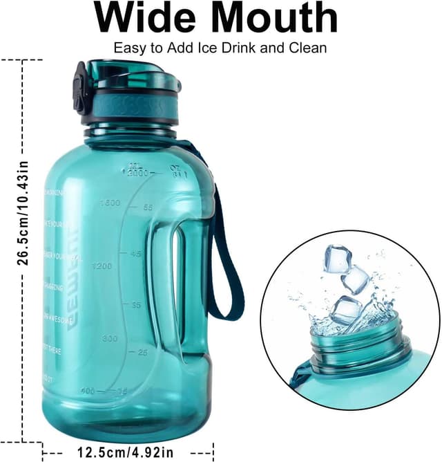 Detalle de GEMFUL Motivational Water Bottle 2L, BPA Free