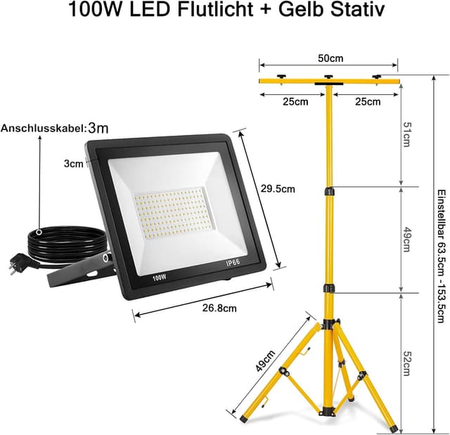 Thumbnail 1 de UISEBRT Faro da lavoro LED 200W con treppiede 🔦