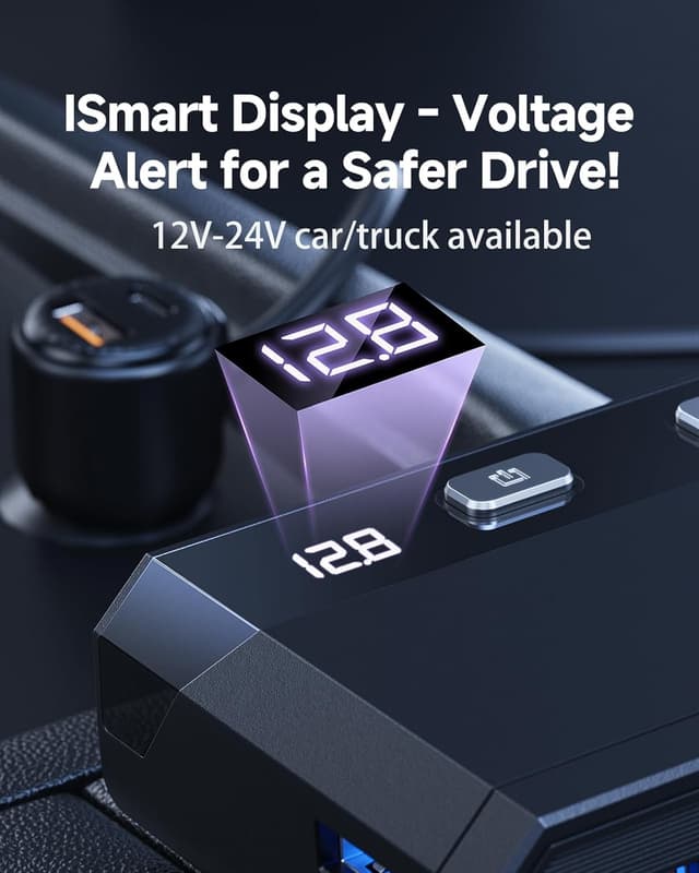 Detalle 2 de YANTU Cigarette Lighter Adapter 345W car charger ⚡