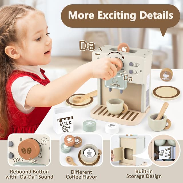 Thumbnail 3 de Airlab Kinderküche Kaffeemaschine Holz Spielset