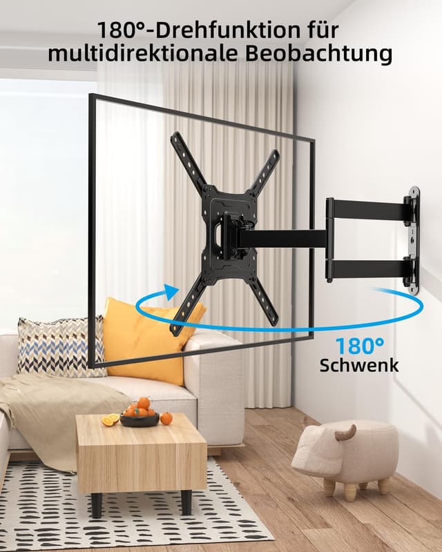 Detalle de HOME VISION TV-Wandhalterung schwenkbar & neigbar (Vollbeweglich) für 26–55 Zoll bis 40 kg, Extra langer Arm 52 cm, max. VESA 400x400