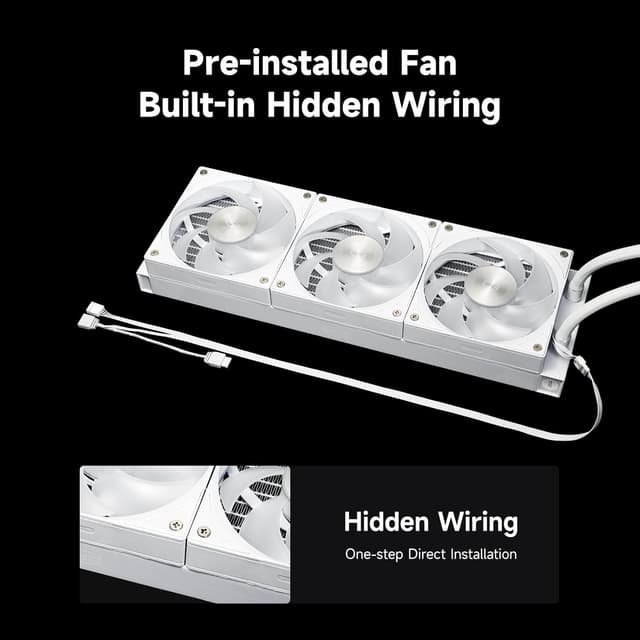 Detalle de PCCOOLER DC360 360mm AIO CPU Liquid Cooler with 2.4" IPS Display and ARGB F5 R120 Fans (DC360 White)