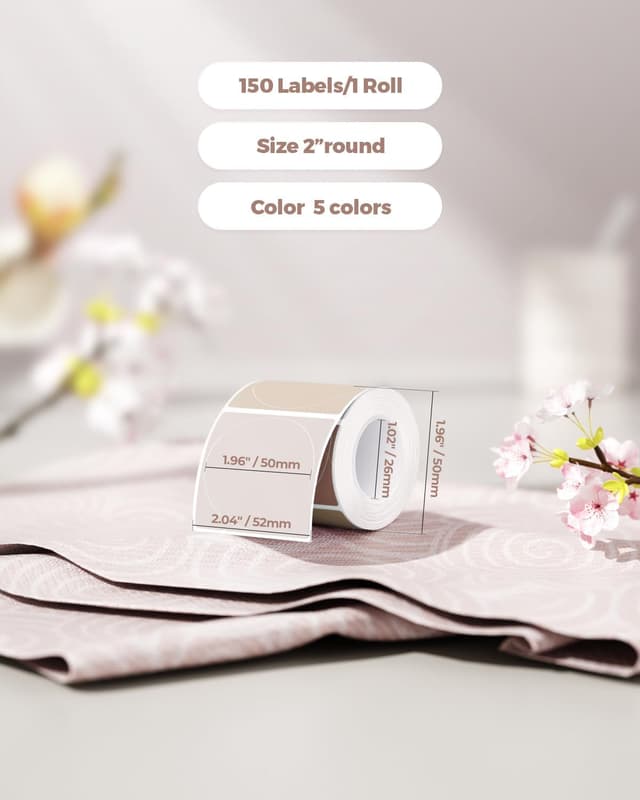 Detalle 2 de MUNBYN Étiquettes Ronds Morandi 50x50