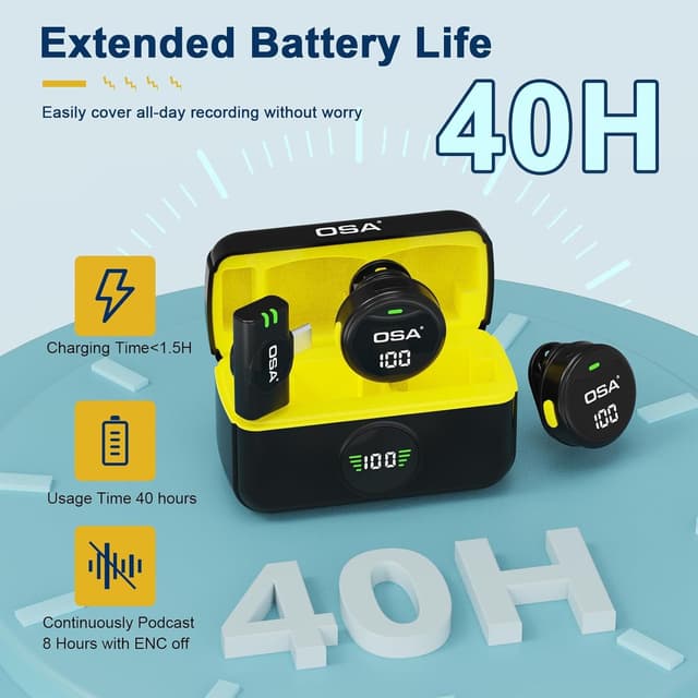 Detalle 2 de OSA Lavalier-Mikrofon für iPhone & Android-Kamera (USB-C/Typ-C) – kabelloses Ansteckmikrofon für Vlog, TikTok